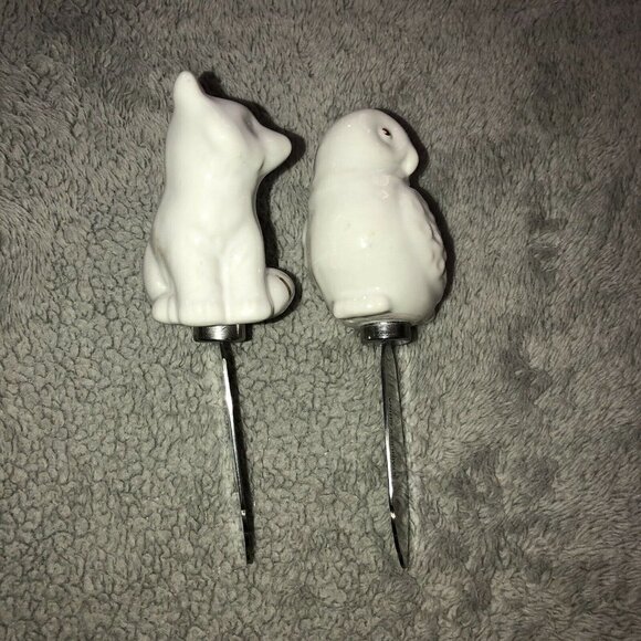 SET OF 2 SPREADERS W Ceramic Fox and Owl Handles Jam Butter Condiments - Picture 4 of 9